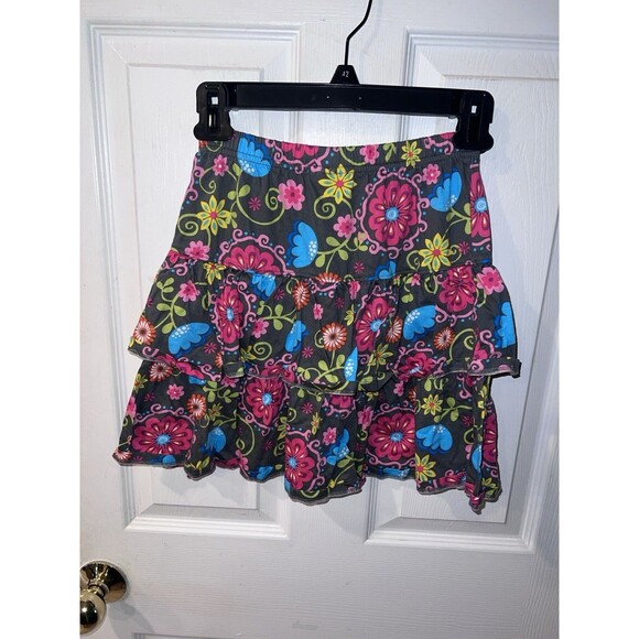 Hannah Andersson Tiered Ruffle Skirt Girls Size 10 (140) Floral Pull On Cotton - Picture 4 of 7